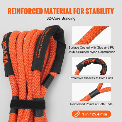 Heavy-Duty 6.1m Kinetic Recovery Tow Rope, 17,237 kg Capacity for Off-Road Use