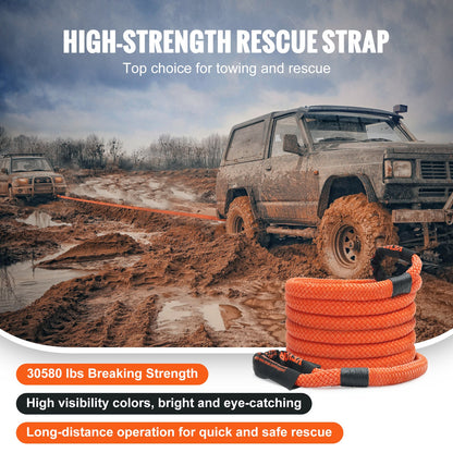 VEVOR 22.225 mm x 6.1 m Kinetic Recovery Tow Rope 13871 kg, Heavy-Duty Off Road