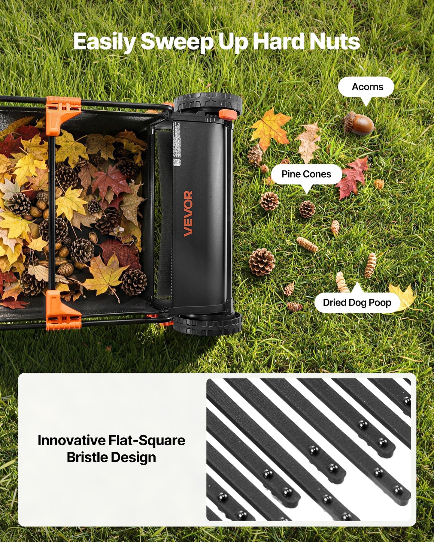 3 Packs Lawn Sweeper Brush Replacement, Compatible with 66 cm Lawn & Leaf Collector Sweepers, Yard Sweeper Brush Paddle with Durable V-Shaped Bristles for Easy Grass Leaf Cleanup