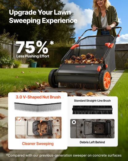 3 Packs Lawn Sweeper Brush Replacement, Compatible with 66 cm Lawn & Leaf Collector Sweepers, Yard Sweeper Brush Paddle with Durable V-Shaped Bristles for Easy Grass Leaf Cleanup