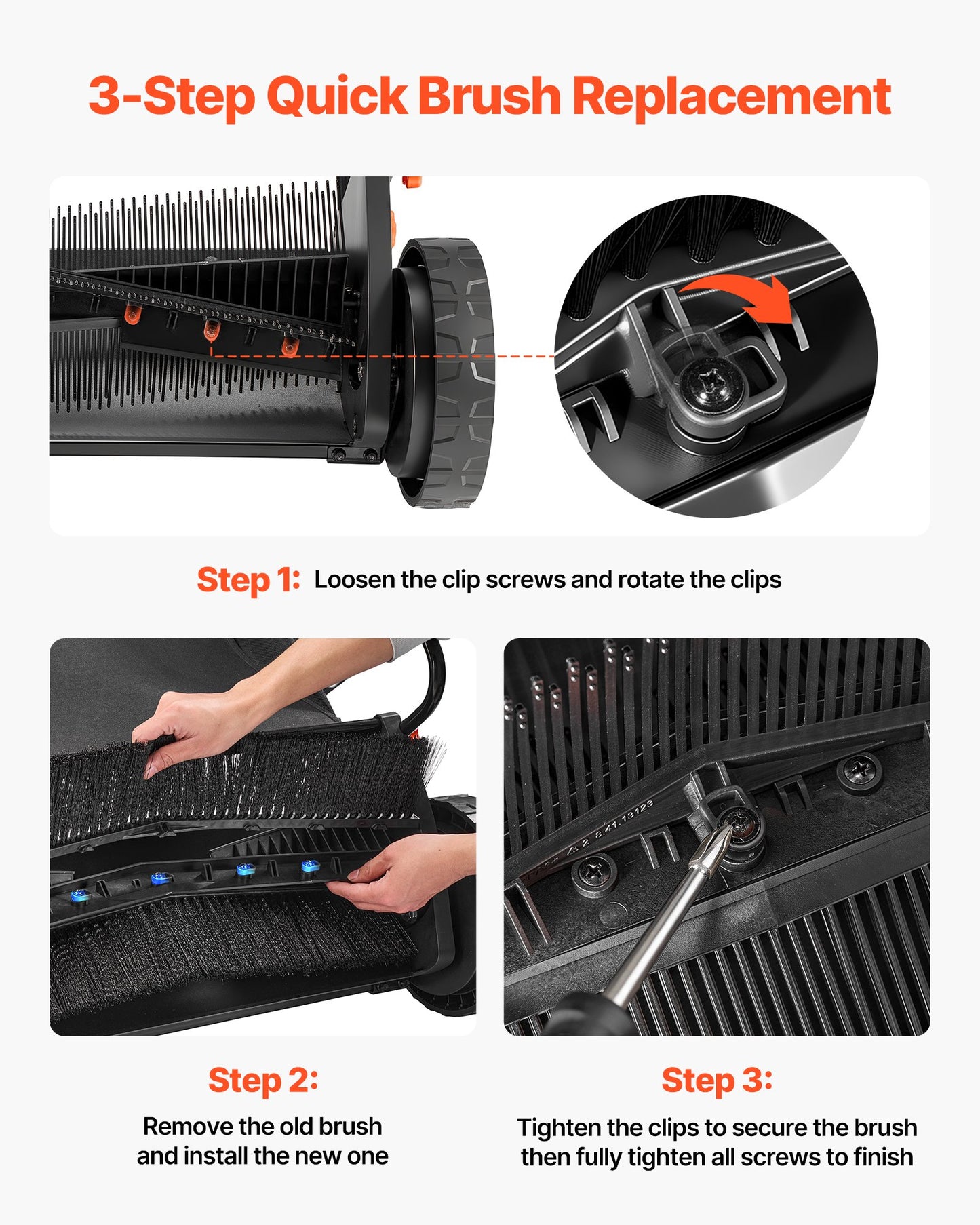 3 Packs Lawn Sweeper Brush Replacement, Compatible with 66 cm Lawn & Leaf Collector Sweepers, Yard Sweeper Brush Paddle with Durable V-Shaped Bristles for Easy Grass Leaf Cleanup