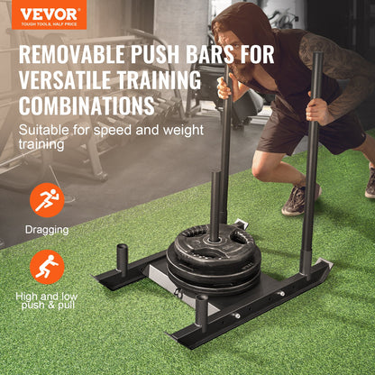 VEVOR Weight Training Sled, Pull Push Power Sled, Fitness Strength Resistance Training,