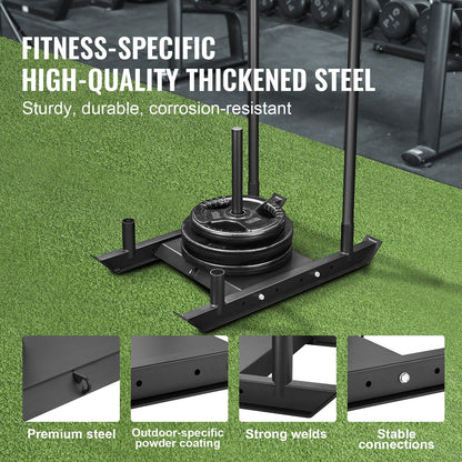 Steel Power Sled for Fitness Training, 227 kg Capacity, Black