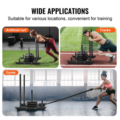 VEVOR Weight Training Sled, Pull Push Power Sled, Fitness Strength Resistance Training,