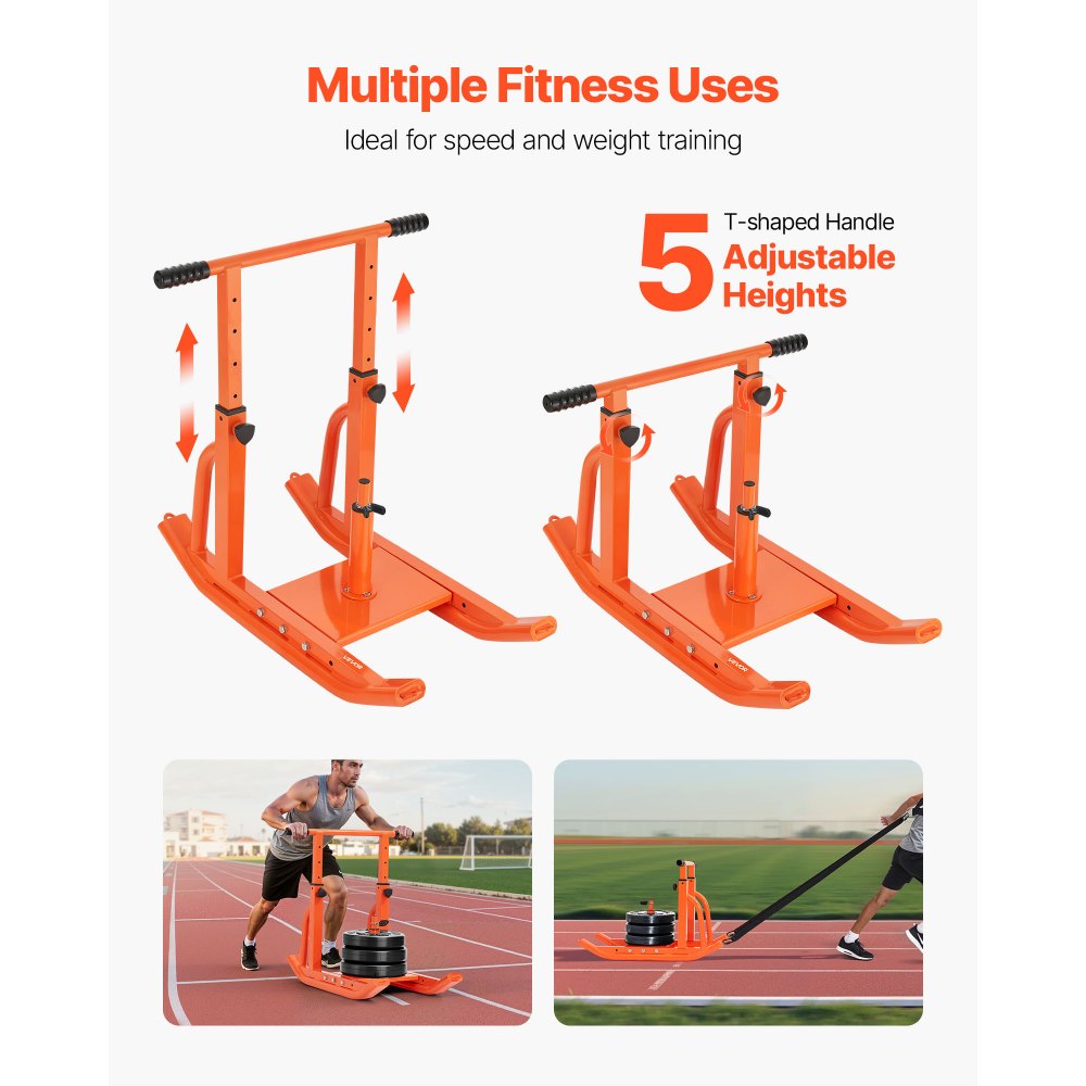 Weight Power Pull Push Sled Workout Fitness Strength Training Sled Orange