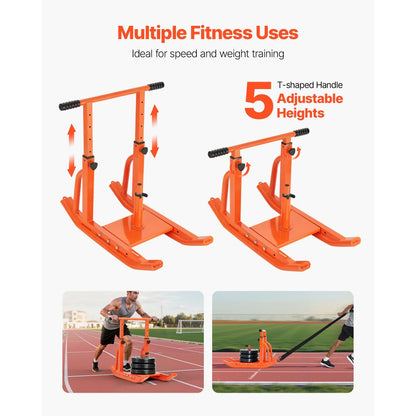 Weight Power Pull Push Sled Workout Fitness Strength Training Sled Orange