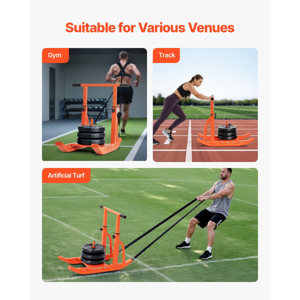 Weight Power Pull Push Sled Workout Fitness Strength Training Sled Orange