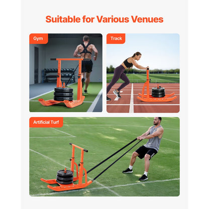 Weight Power Pull Push Sled Workout Fitness Strength Training Sled Orange