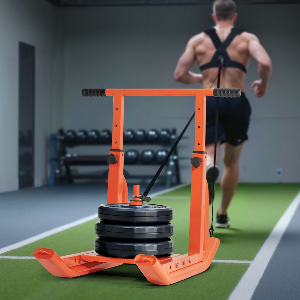 Weight Power Pull Push Sled Workout Fitness Strength Training Sled Orange