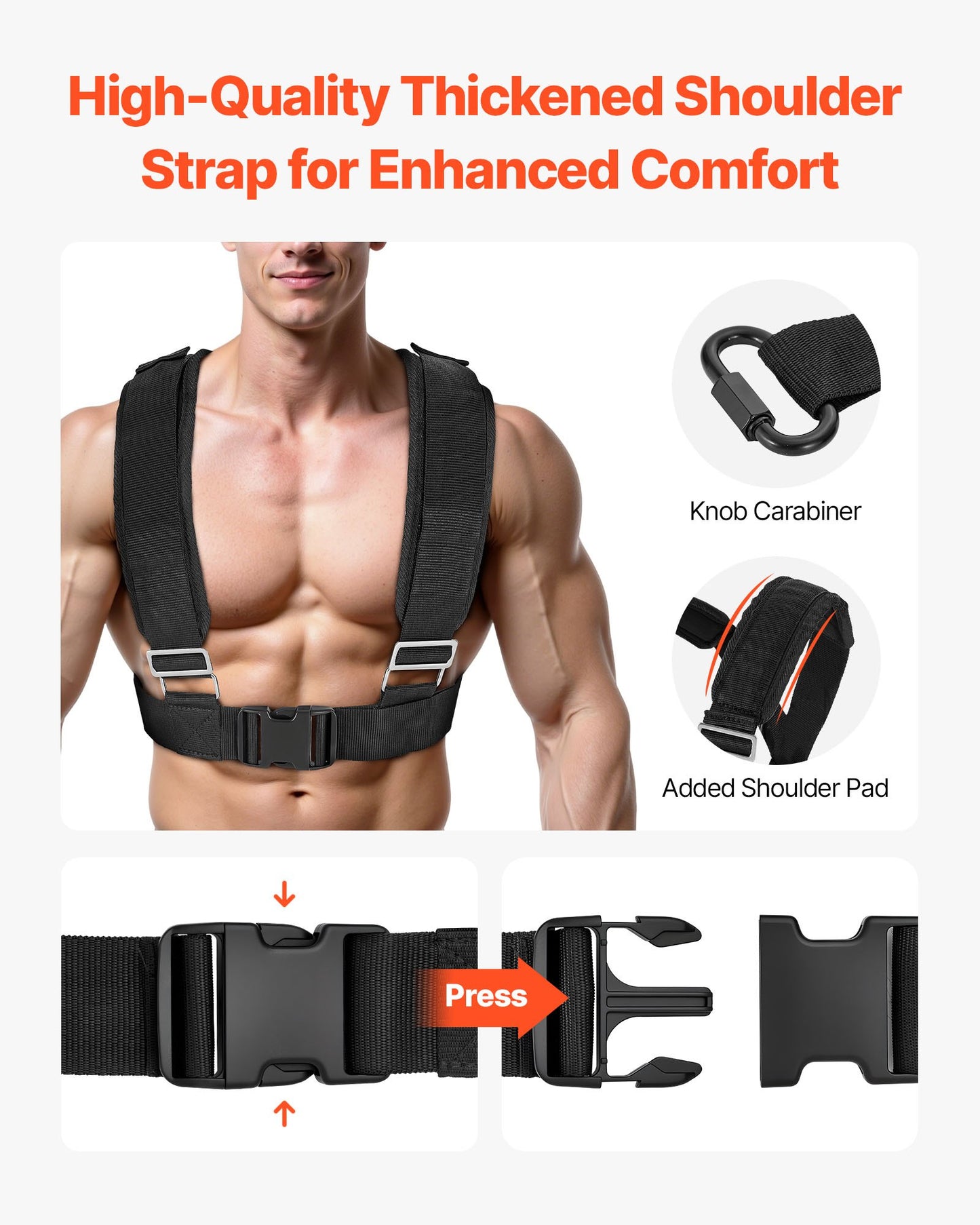 Weight Sled, Steel Power Sled, Fitness Training Sleds for Athletic Exercise Speed Improvement, Workout Equipment with Adjustable Height Handle, Compatible with 25/51 mm Weight Plates, Orange