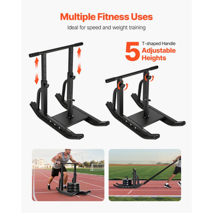 Weight Pull Push Sled Workout Fitness Strength Speed Training Sled Black