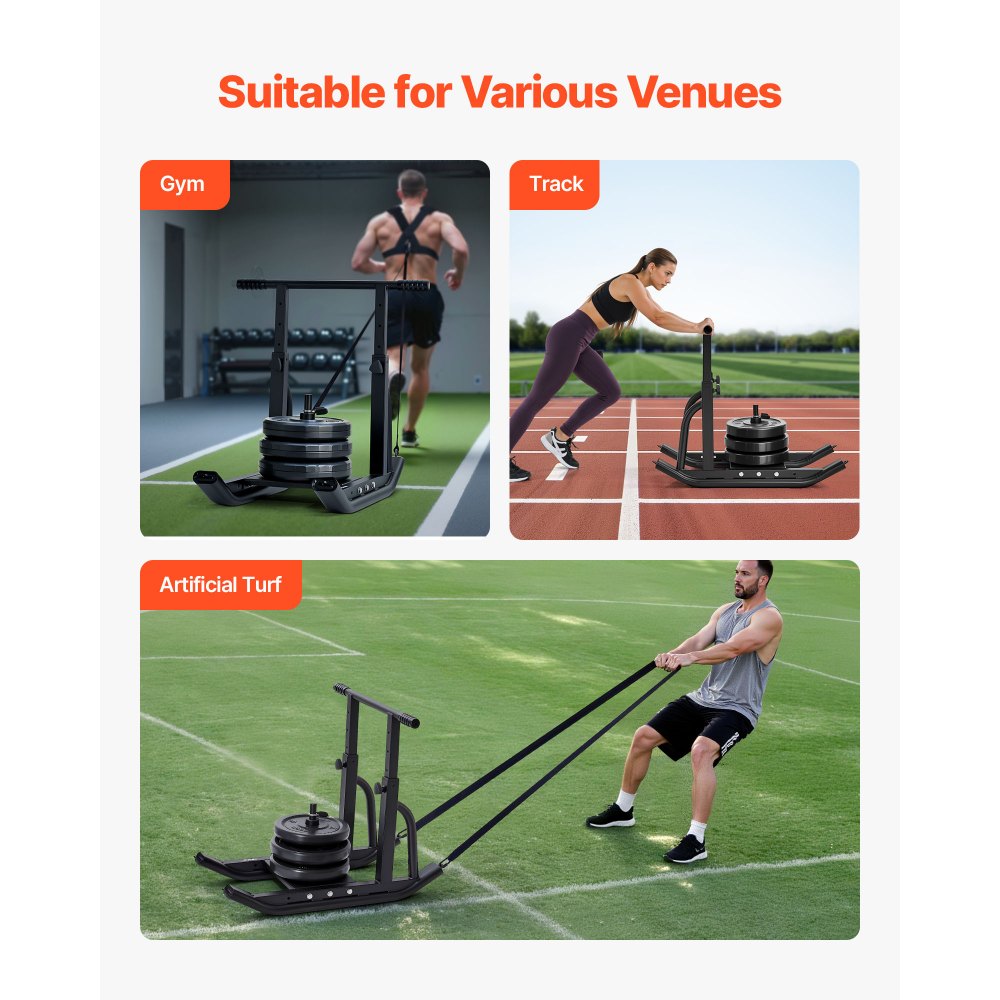 Weight Pull Push Sled Workout Fitness Strength Speed Training Sled Black