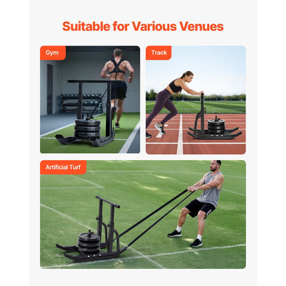 Weight Pull Push Sled Workout Fitness Strength Speed Training Sled Black