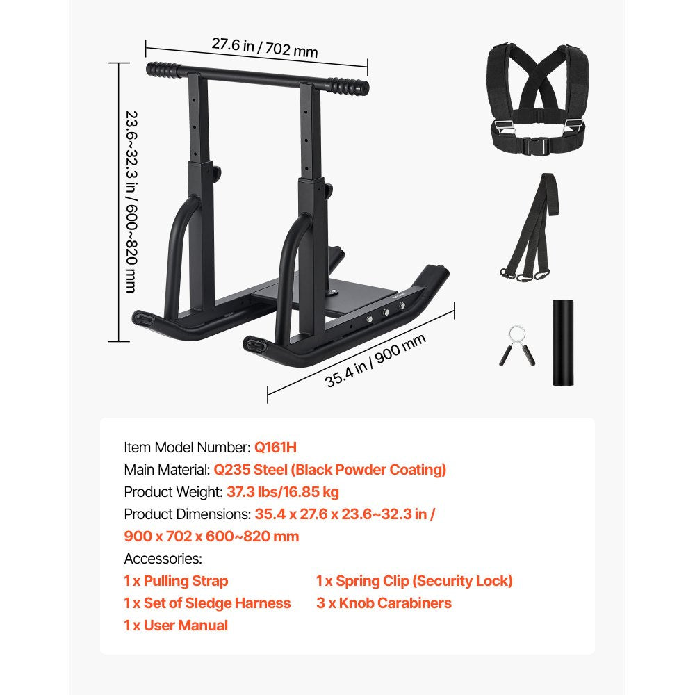 Weight Pull Push Sled Workout Fitness Strength Speed Training Sled Black