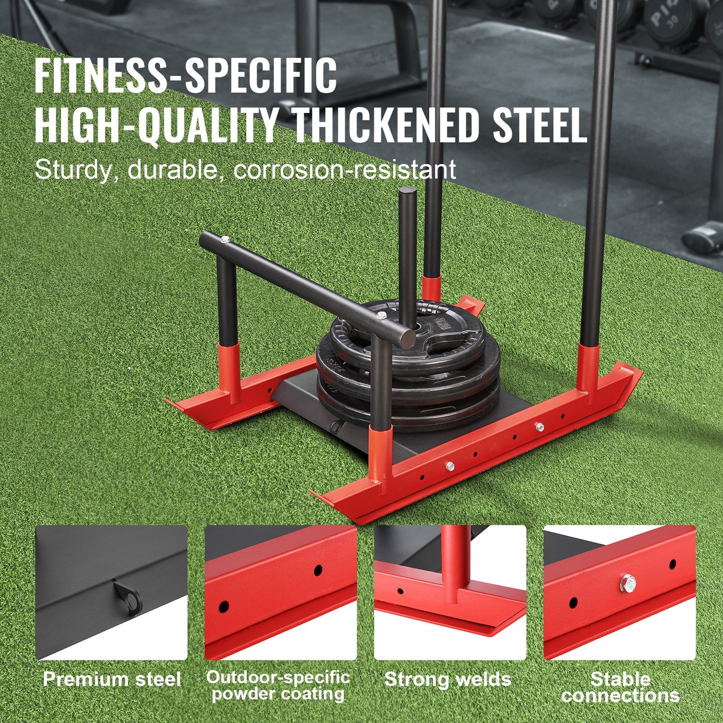 VEVOR Weight Training Sled, Pull Push Power Sled with Handle, Fitness Strength Resistance