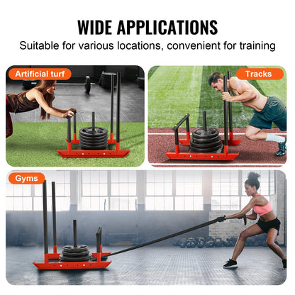 VEVOR Weight Training Sled, Pull Push Power Sled with Handle, Fitness Strength Resistance
