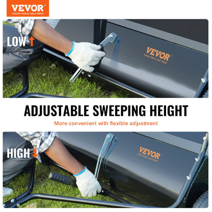 VEVOR Lawn Sweeper, 48.5"/26 cu. ft Large Capacity Tow Behind Yard Sweeper, Dumping
