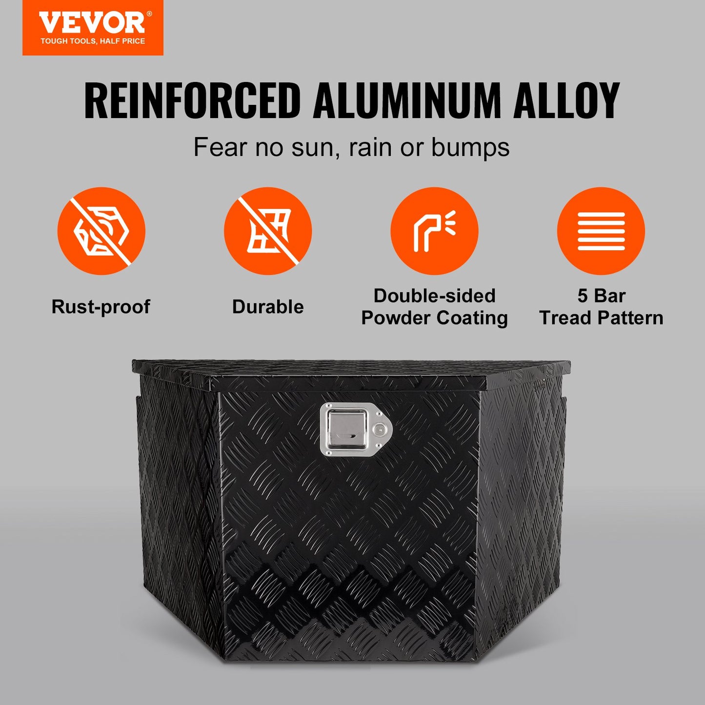 VEVOR Trailer Tongue Box, Aluminum Alloy Diamond Plate Tongue Box Tool Chest, Heavy