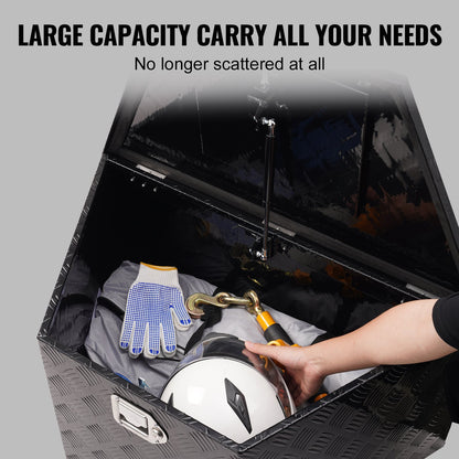 VEVOR Trailer Tongue Box, Aluminum Alloy Diamond Plate Tongue Box Tool Chest, Heavy