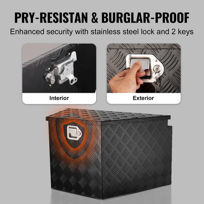 VEVOR Trailer Tongue Box, Aluminum Alloy Diamond Plate Tongue Box Tool Chest, Heavy