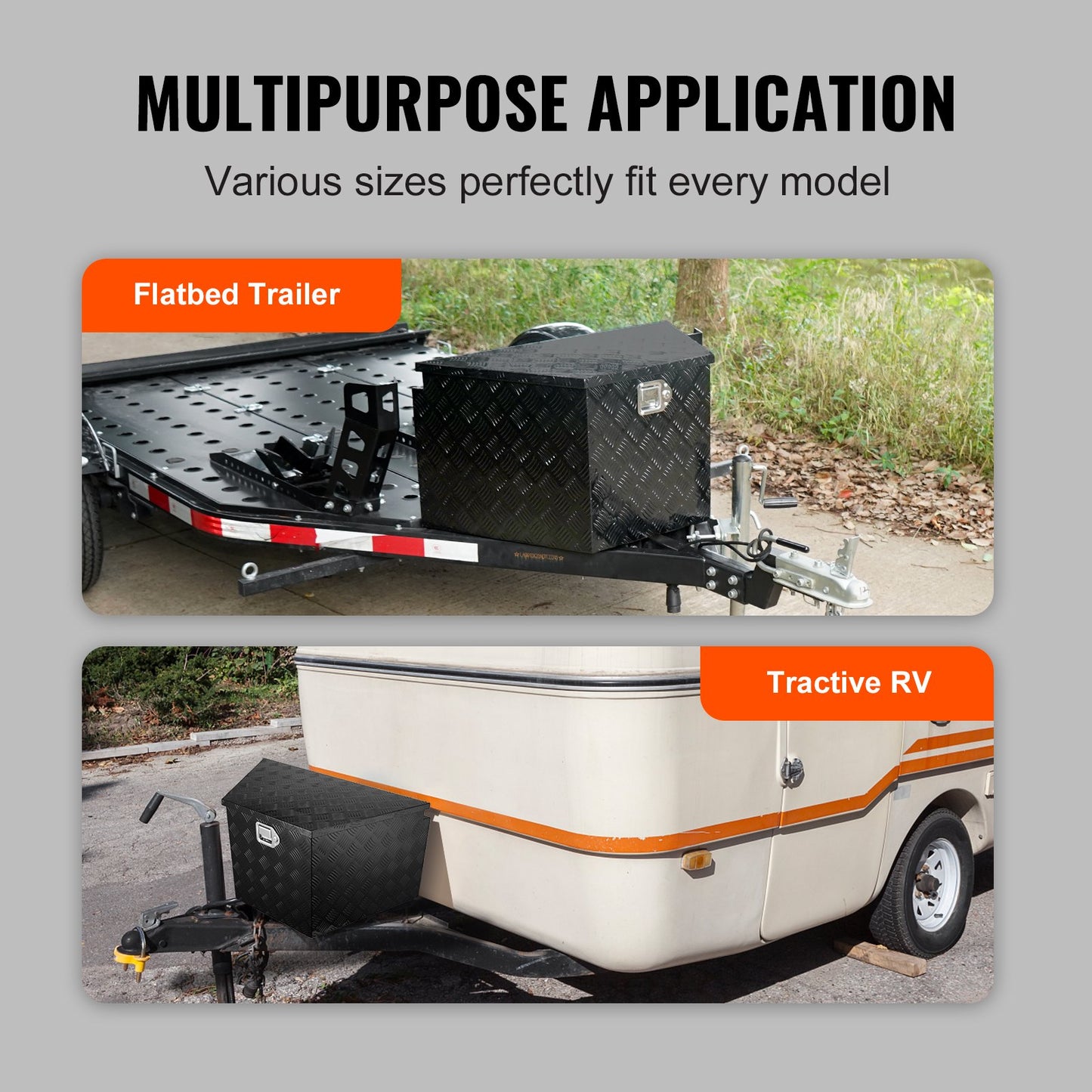 VEVOR Trailer Tongue Box, Aluminum Alloy Diamond Plate Tongue Box Tool Chest, Heavy