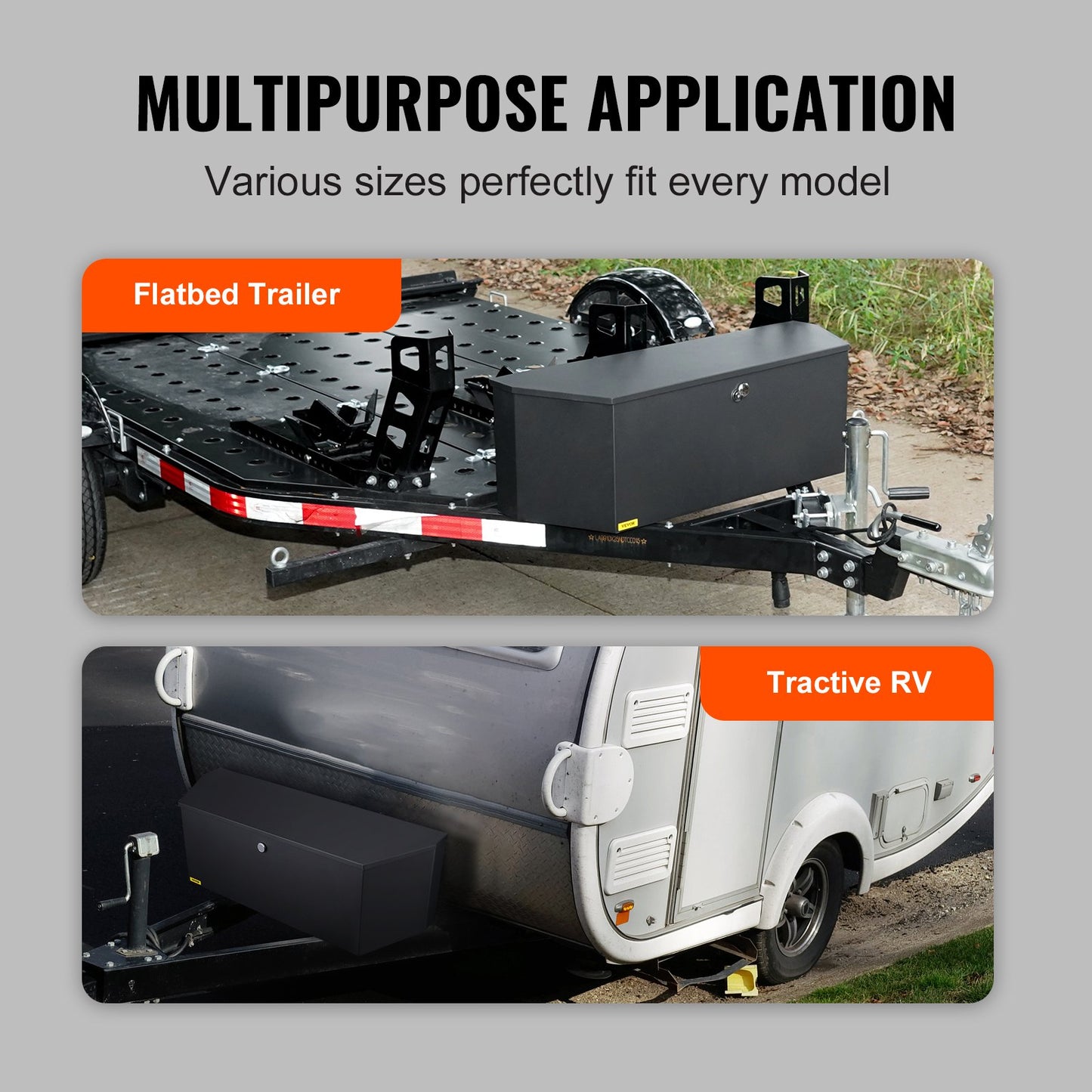 VEVOR Trailer Tongue Box, Carbon Steel Tongue Box Tool Chest, Heavy Duty Trailer