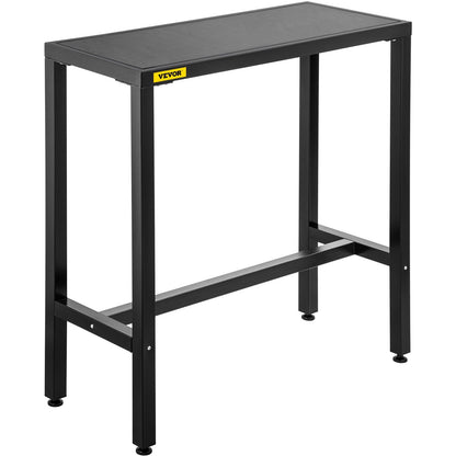 Outdoor Tall Bar Table, Metal Frame, Adjustable Feet, 98 x 38 x 98 cm