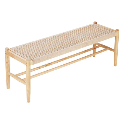VEVOR Rattan Bench Wooden Bench 47.6 Inches for Entryway Living Room & Bedroom