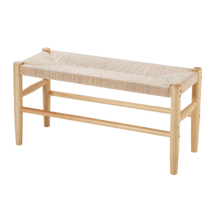 Rattan Bench, 31.5" Wooden Rattan Bench, Entrywway Bench with Oak Wood Legs, Bedroom End of Bed Boho Bench with Hand Woven Rattan, for Living Room, Kitchen