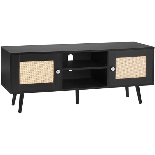 VEVOR Rattan TV Stand, Boho TV Cabinet for 55 inch TV, Mid Century Modern TV Stand,