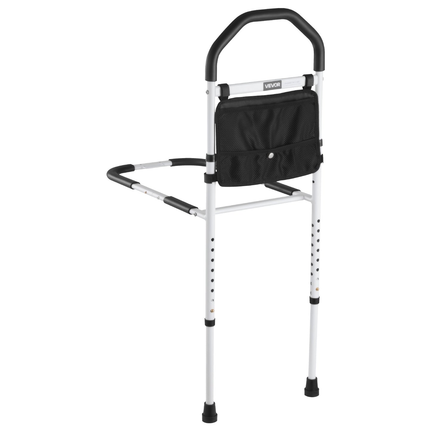 Bed Rail for Elderly, Bedside Assist Rails with Supporting Leg and PU Handrail, Adjustable Height Carbon Steel Pipe Bedside Cane, Bed Bars for Seniors & Patients, Fits King, Queen, Full, Twin