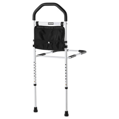 Bed Rail for Elderly, Bedside Assist Rails with Supporting Leg and PU Handrail, Adjustable Height Carbon Steel Pipe Bedside Cane, Bed Bars for Seniors & Patients, Fits King, Queen, Full, Twin