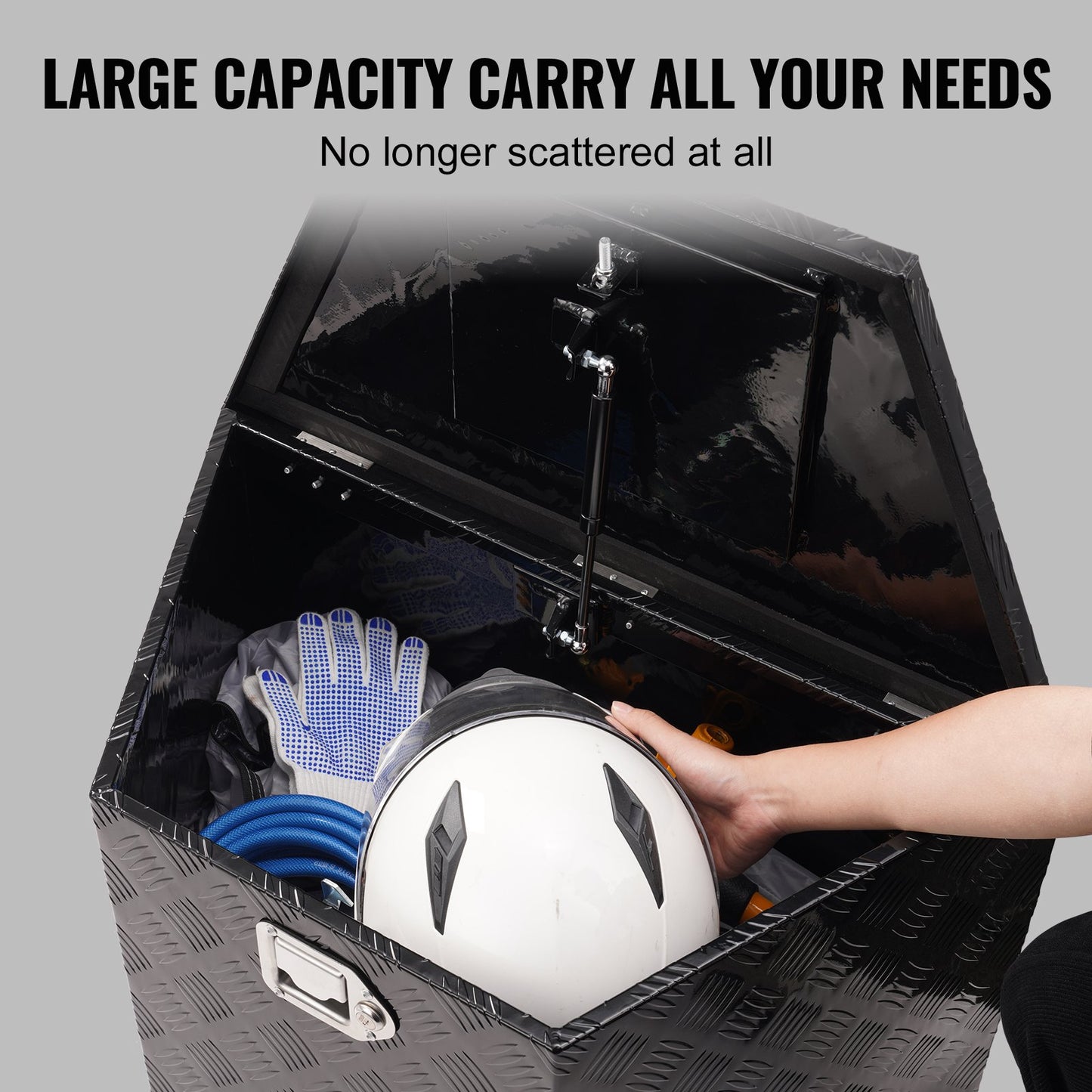VEVOR Trailer Tongue Box, Aluminum Alloy Diamond Plate Tongue Box Tool Chest, Heavy
