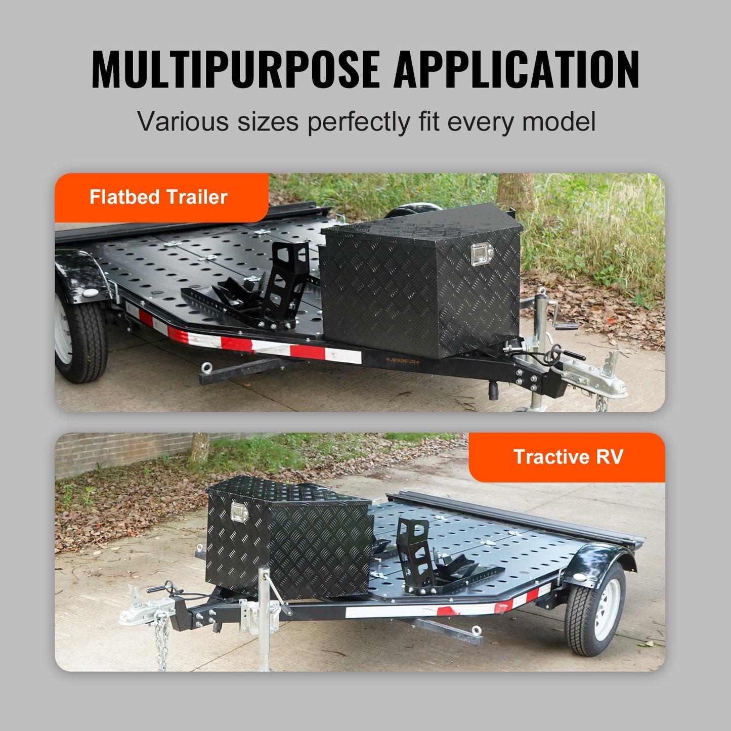 Aluminum Diamond Plate Trailer Tongue Tool Chest, 99x42x30 cm, 30 kg Capacity