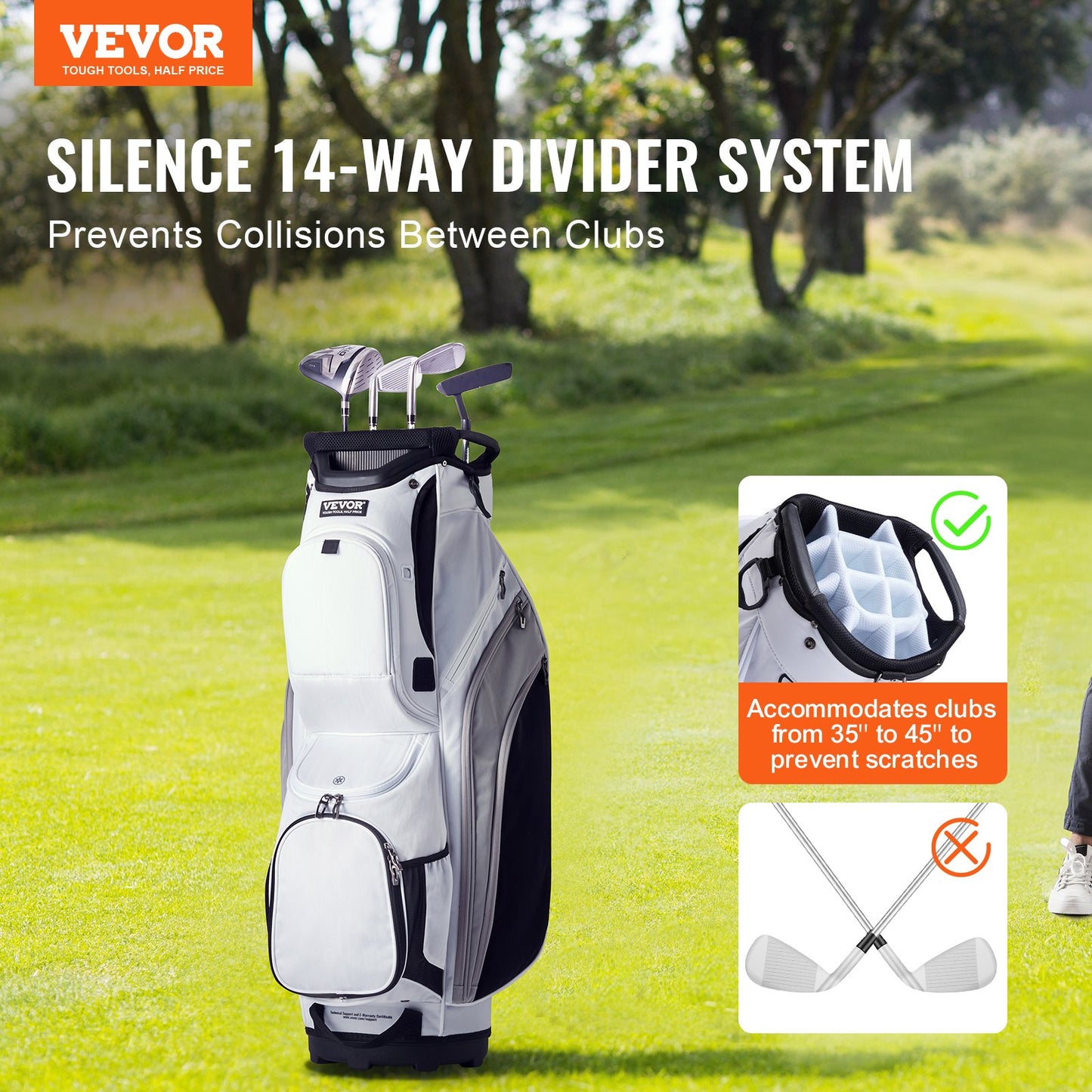 VEVOR Golf Cart Bag with 14 Way Organizer Divider Top, 36” 13 Pockets Premium Nylon