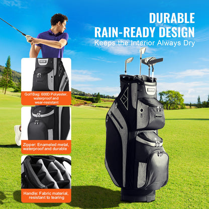 VEVOR Golf Cart Bag with 14 Way Organizer Divider Top, 36” 13 Pockets Premium Cart