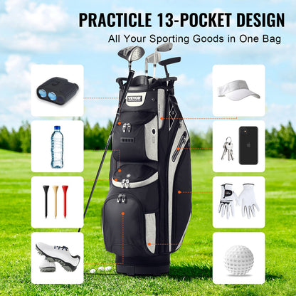 VEVOR Golf Cart Bag with 14 Way Organizer Divider Top, 36” 13 Pockets Premium Cart