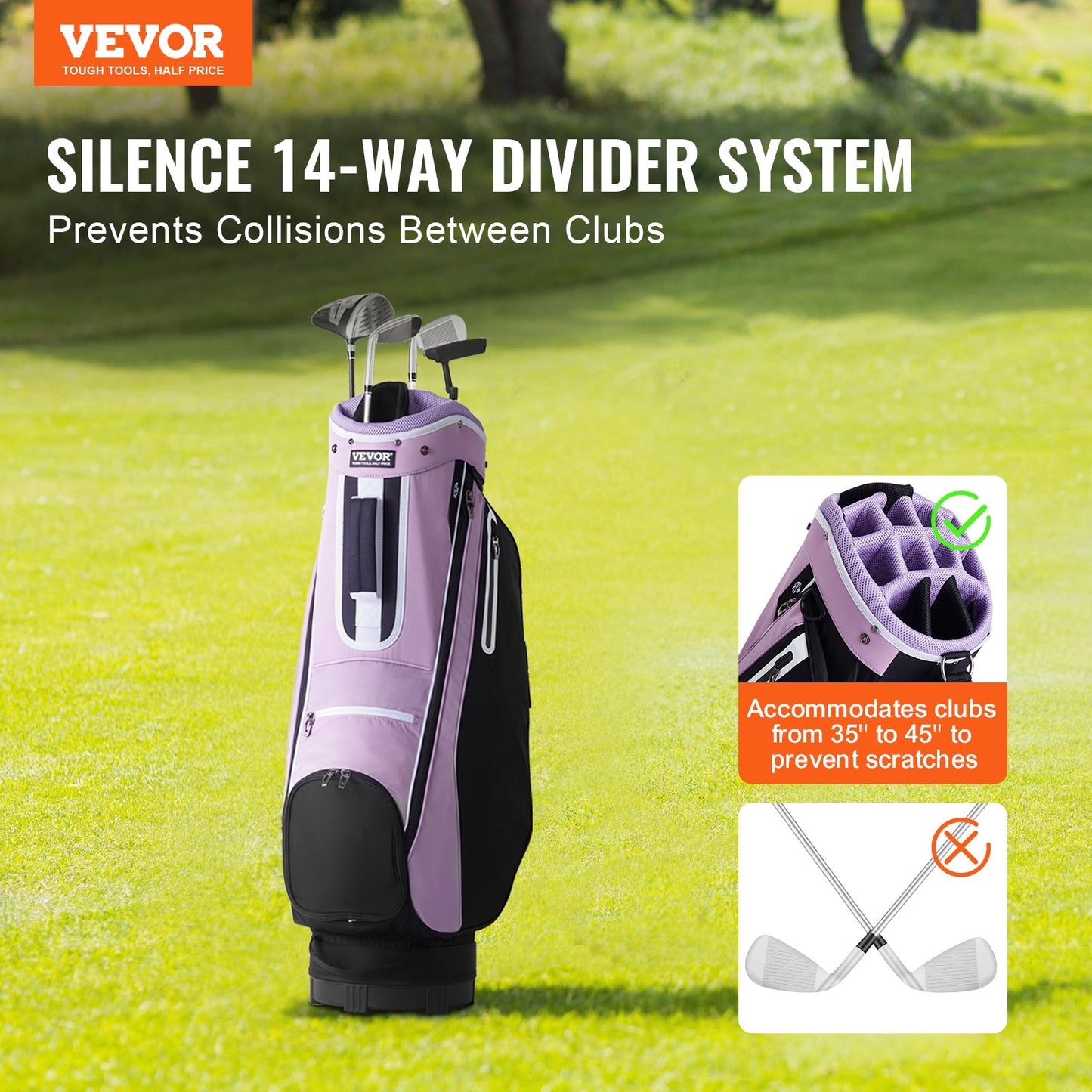 VEVOR Golf Cart Bag with 14 Way Organizer Divider Top, 36” Multiple Pockets Premium