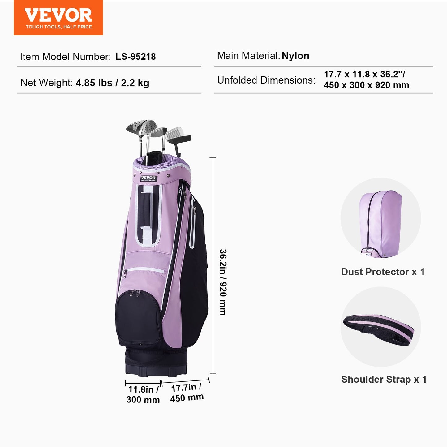 VEVOR Golf Cart Bag with 14 Way Organizer Divider Top, 36” Multiple Pockets Premium
