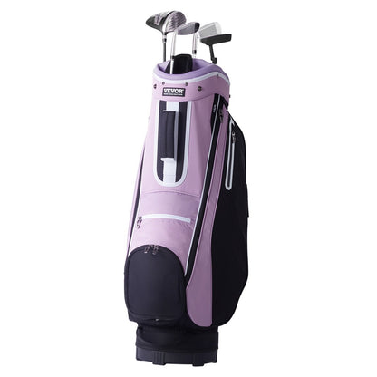 Premium Golf Cart Bag with 14-Way Divider, 0.9m, Multiple Pockets, Black/Purple