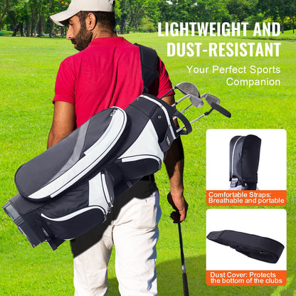 Golf Cart Bag with 14-Way Divider, 0.9m, Multiple Pockets, Black, Waterproof