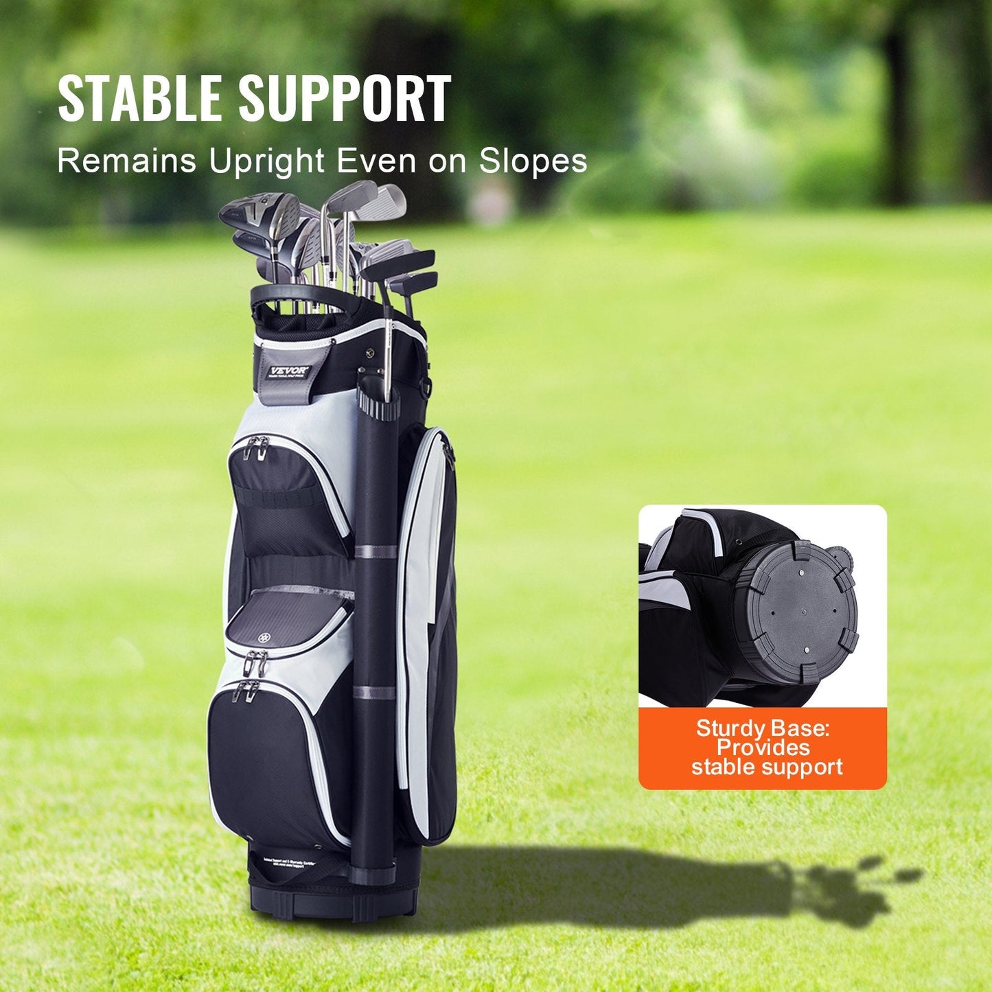 Golf Cart Bag with 14-Way Divider, 0.9m, Multiple Pockets, Black, Waterproof