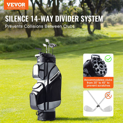 Premium Golf Cart Bag with 14-Way Dividers, 13 Pockets, Nylon, 1.05m, 4.55kg