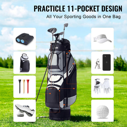 Premium Golf Cart Bag with 14-Way Dividers, 13 Pockets, Nylon, 1.05m, 4.55kg