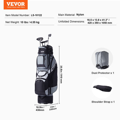 VEVOR Golf Cart Bag with 14 Way Organizer Divider Top, 41” 13 Pockets Premium Nylon