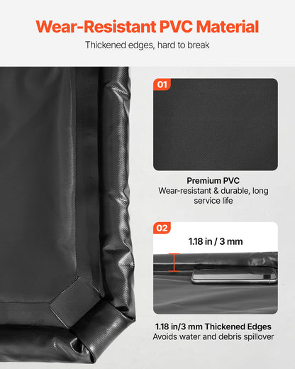 Containment Mat, 2.4 x 5.5 m, Non-Slip PVC Garage Floor Mat with a Cleaning Squeegee Broom, Heavy Duty Durable Waterproof Containment Protection from Snow, Rain and Mud for Cars Parking, Black
