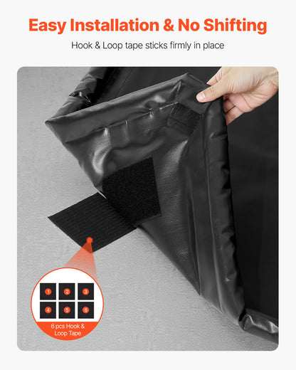 Containment Mat, 2.4 x 4.9 m, Non-Slip PVC Garage Floor Mat with a Cleaning Squeegee Broom, Heavy Duty Durable Waterproof Containment Protection from Snow, Rain and Mud for Cars Parking, Black
