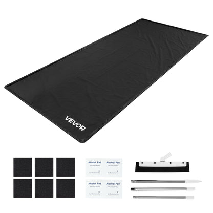 Containment Mat, 2.6 x 6.1 m, Non-Slip PVC Garage Floor Mat with a Cleaning Squeegee Broom, Heavy Duty Durable Waterproof Protection from Snow, Rain and Mud for Cars SUVs Trucks Parking, Black