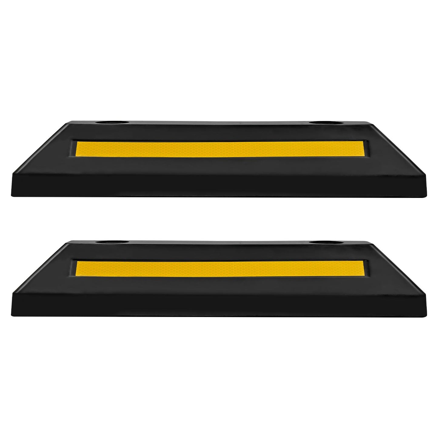 Parking Stopper, 548 mm 2 Pcs Heavy Duty Parking Aid for Garage, Rubber Curb Garage Floor Stopper with Reflective Strips, Aid Gadgets for Cars Vans Trucks Tire Wheel Guide Block Stops Bumpers