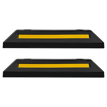 Parking Stopper, 548 mm 2 Pcs Heavy Duty Parking Aid for Garage, Rubber Curb Garage Floor Stopper with Reflective Strips, Aid Gadgets for Cars Vans Trucks Tire Wheel Guide Block Stops Bumpers